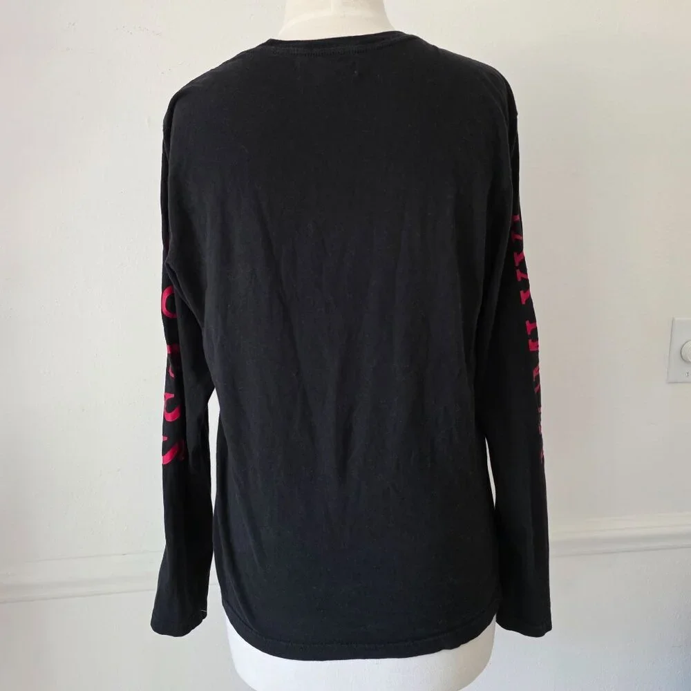 Guess Los Angeles Graphic Devil Face Long Sleeve Black T Shirt Pocket & Sleeve S - Picture 6 of 8